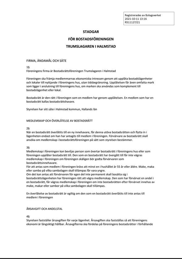 stadgar brf trumslagaren